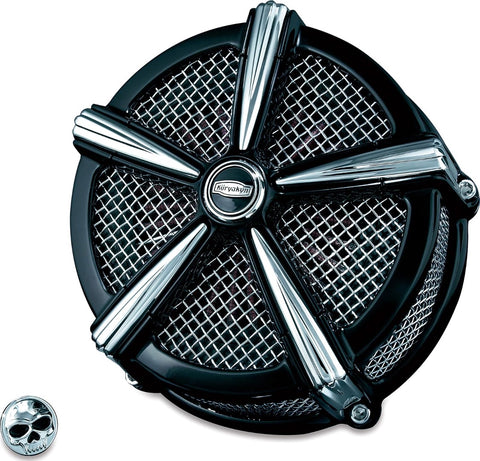 Kuryakyn 9536 Harley  Davidson air filter performance ,Softail, FXDLS ,Touring ,Trike Hi-Five Mach 2 air cleaner kit. Black and Chrome Fits 16-17 Softail; 2017 FXDLS; 08-16 Touring, Trike. (e-throttle)