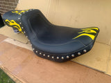 Mustang seat Harley-Davidson FXR yellow flames Squareback Rare Comfort step up