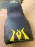 Mustang seat Harley-Davidson FXR yellow flames Squareback Rare Comfort step up