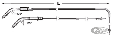 Throttle Cables for Use With Early Mikuni Hs42 and Hsr45 Carburetors and 1986-1995 Style Threaded Throttle Grip